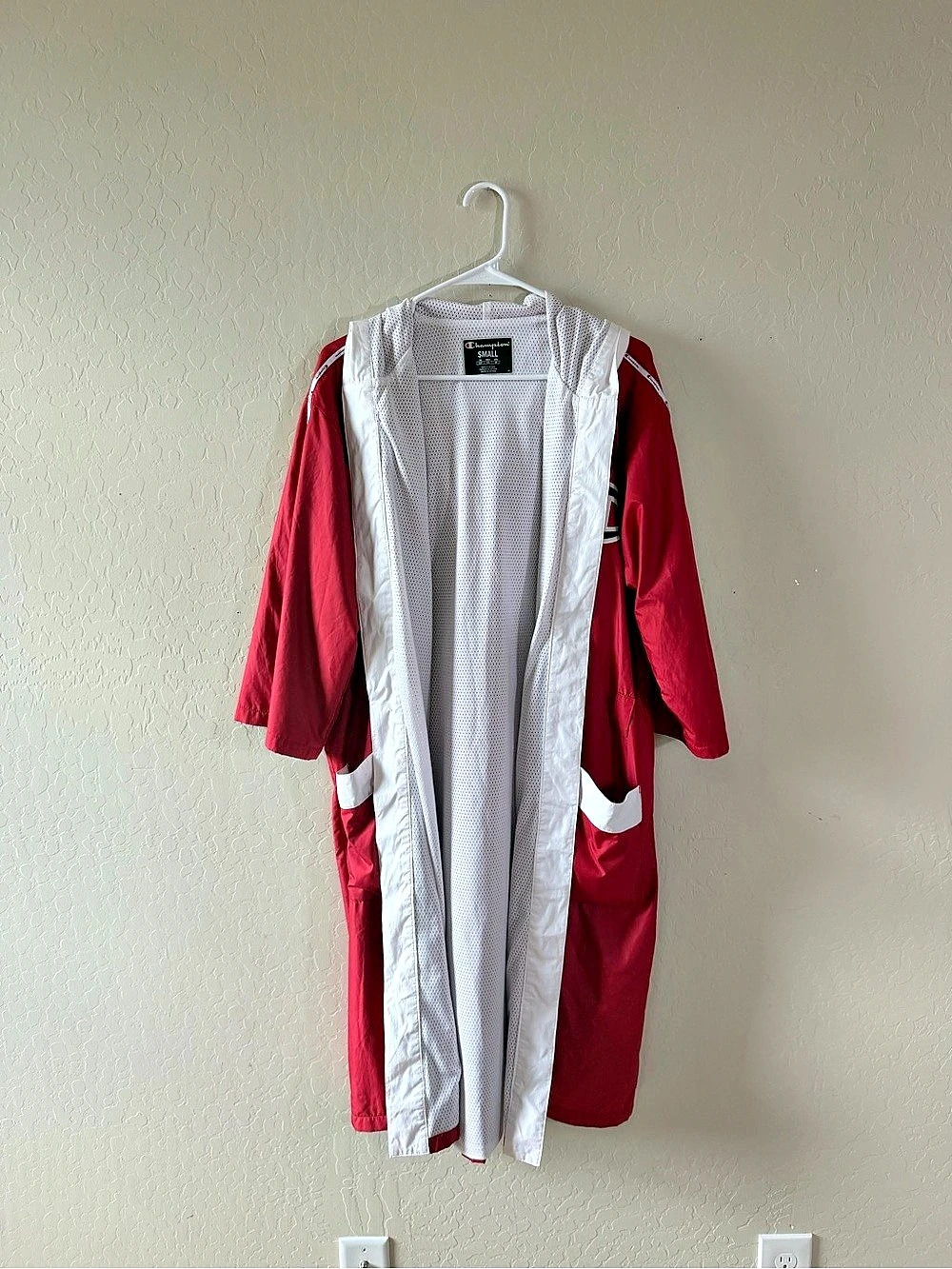 Champion USA Boxing Robe Red & White Hooded Jacket Size Small